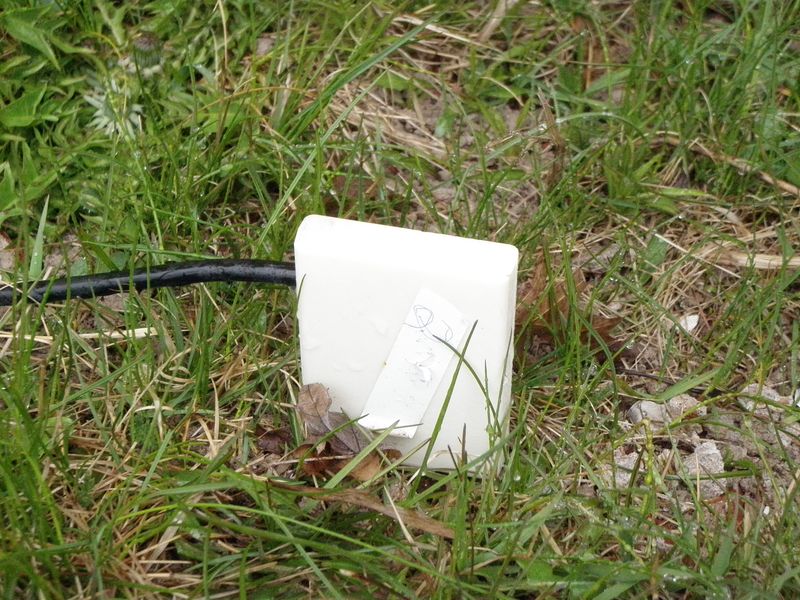 Soil moisture sensor probe in the ground